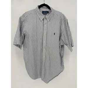 Ralph Lauren Men's Classic Fit Short Sleeve Button Down Shirt Blue Stripe XXL